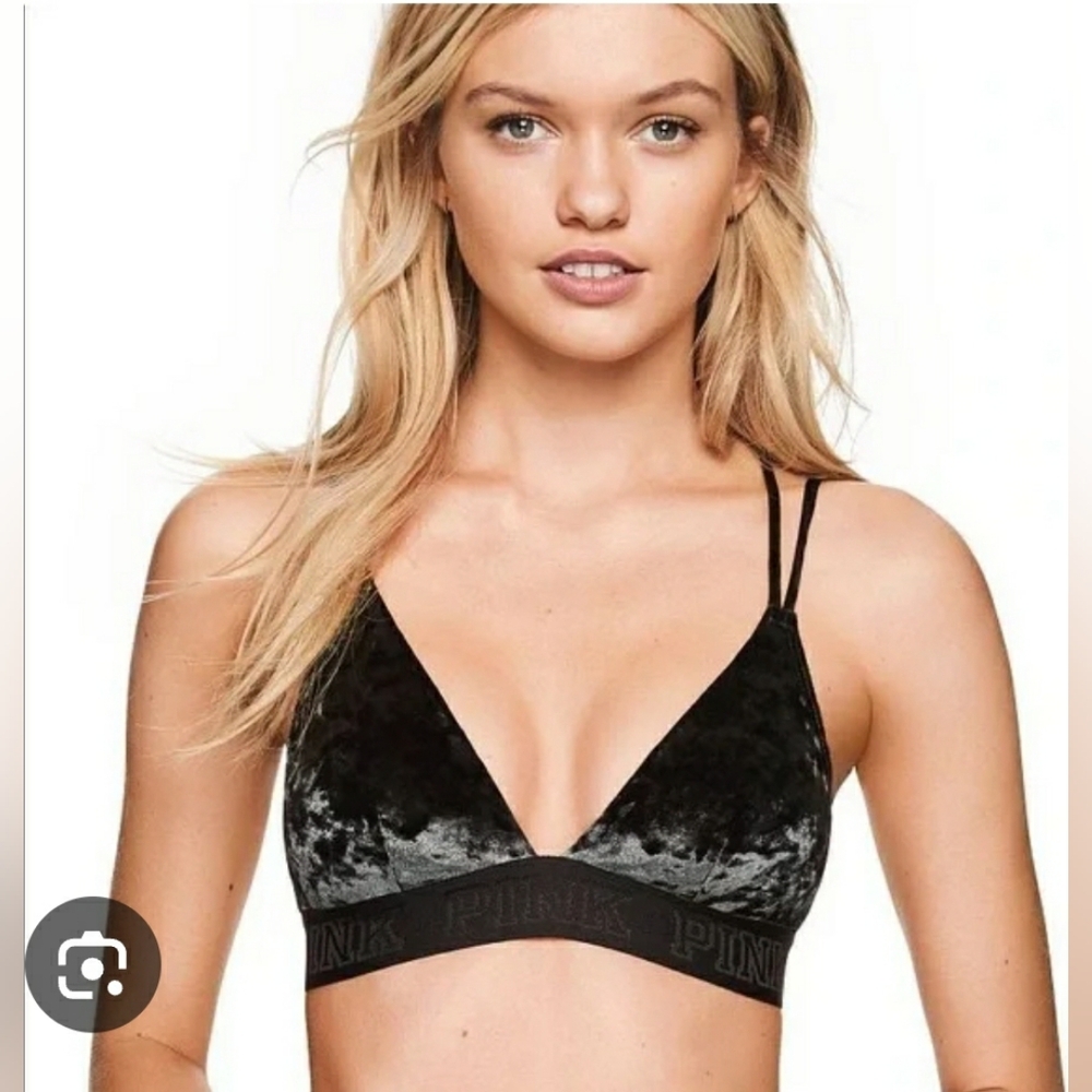 NWOT, Set! VS PINK Velvet Bralette Outfit, Small